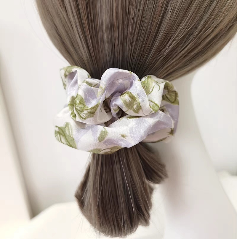 Scrunchies de seda del pelo de 19m m de la impresión de Digitaces del diseño floral de encargo