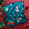 Bufanda cuadrada pequeña personalizada para niños, 100% seda, estilo navideño