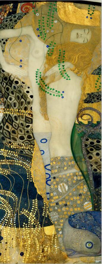 Bufanda larga de seda estampada con patrones de pintura al óleo del artista Klimt