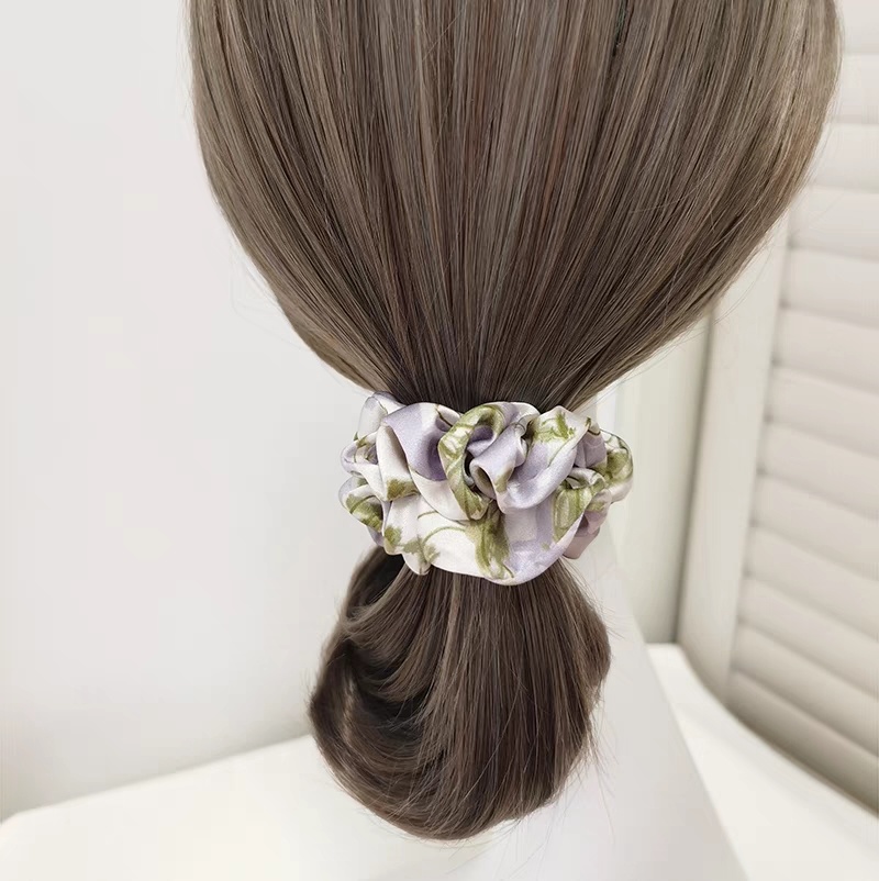 Scrunchies de seda del pelo de 19m m de la impresión de Digitaces del diseño floral de encargo