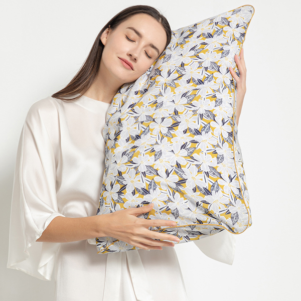 Funda de almohada protectora de seda de morera con estampado de flores para cabello y piel